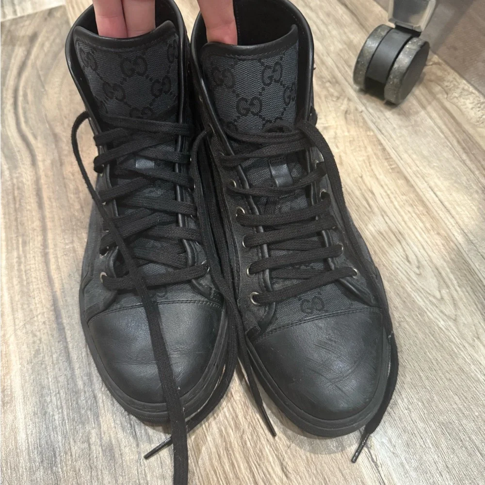 Gucci Black High-Top Sneakers with GG Monogram - Picture 5 of 8